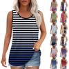 Tank Top For Women Summer Outfits Sleeveless Print Blouses Casual Loose Shirts Scooped Neck Pleated Front