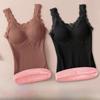 Women's Plus Size Thermal Lace Vest with Chest Pad & Suspenders - Autumn/Winter