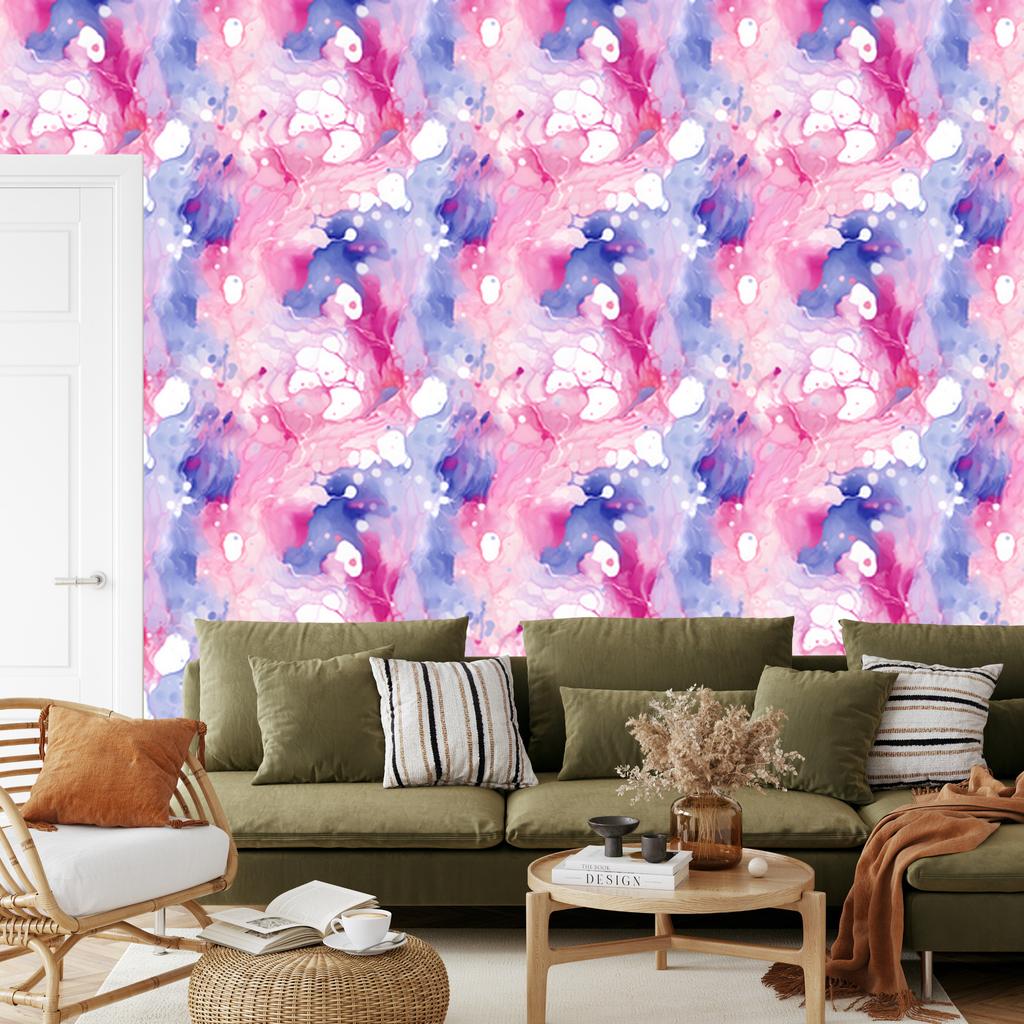 Wallpaper Pink and purple ink powder pink and blue 50x1000