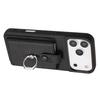 For iPhone 17 Pro Max Case with Ring Kickstand Drawing Type Card Slots Leather Back Cover