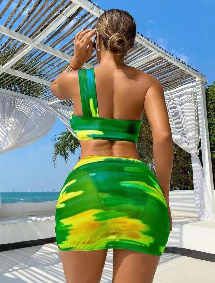Летние женские купальники, сетчатые купальники с принтом тай-дай, раздельные купальники, бикини, пляжная одежда, купальные костюмы