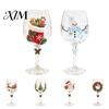 Snowman Pattern Goblet Christmas Stemmed Wine Glass, Snowman/SantaWreath/Elk/Christmas TreeHand Painted, Elegant Drinking Glass Creative Stemware for