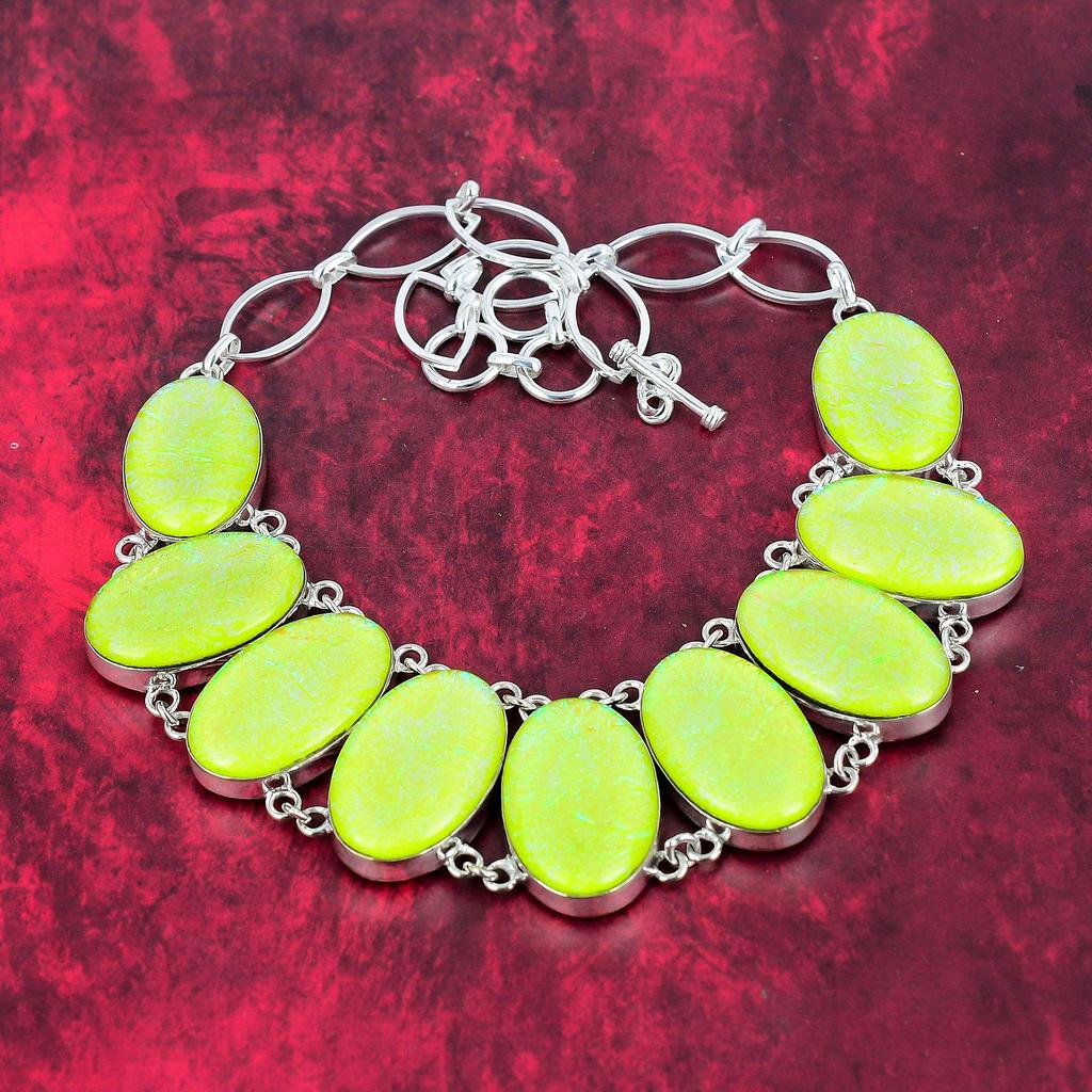 Желтый австралийский тройной опал, браслет и ожерелье, комплект ювелирных изделий, комплект ювелирных изделий, потрясающие украшения из драгоценных камней, украшения ручной работы для свадебного подарка