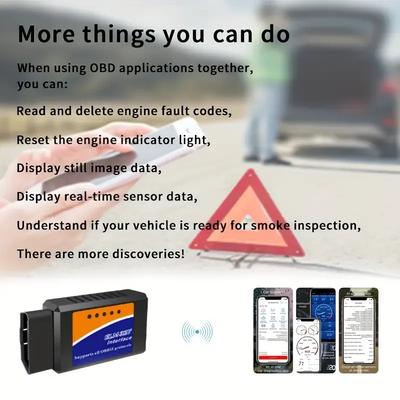 1 шт. ELM327 OBD2 V2.1 Bluetooth Сканер для диагностики автомобиля – Совместимый с Android/iOS Инструмент для обнаружения неисправностей автомобиля