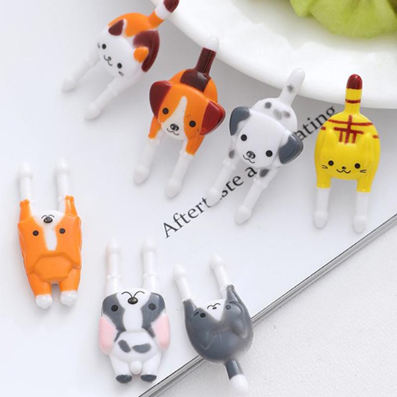 7шт/набор милые мини-животные мультфильм выбор еды детские закуски фруктовые вилки
