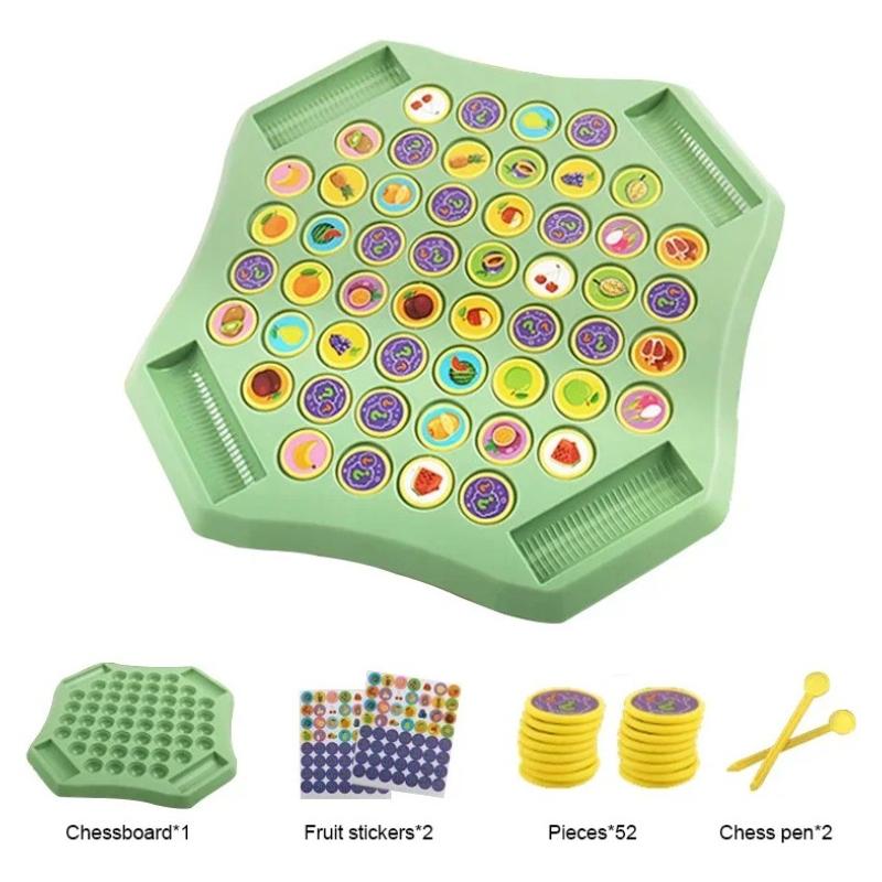 Flip Chess Memory Game Animal Fruit Cognitive Learning Toy For Kids Logic Observation Training 2-4 Player Family Battle Game