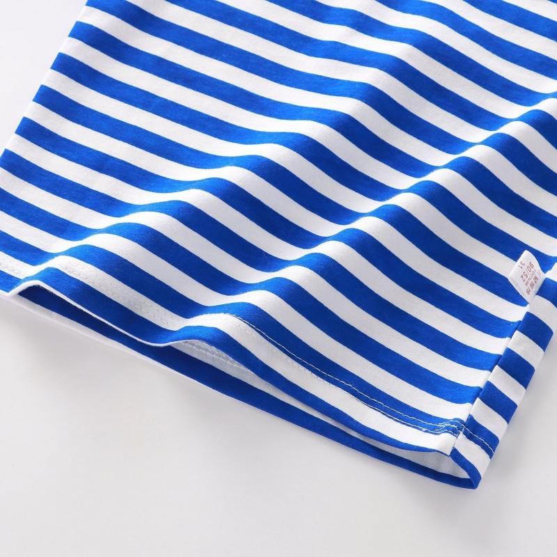 Летние новые футболки в полоску для мальчиков и девочек, детская одежда, повседневные футболки с коротким рукавом и круглым вырезом из хлопка, футболки, детская одежда
