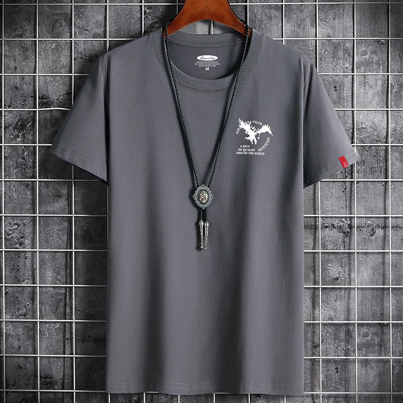 Мужская подростковая летняя свободная футболка с коротким рукавом и круглым вырезом, с принтом, дышащая хлопковая футболка-пуловер