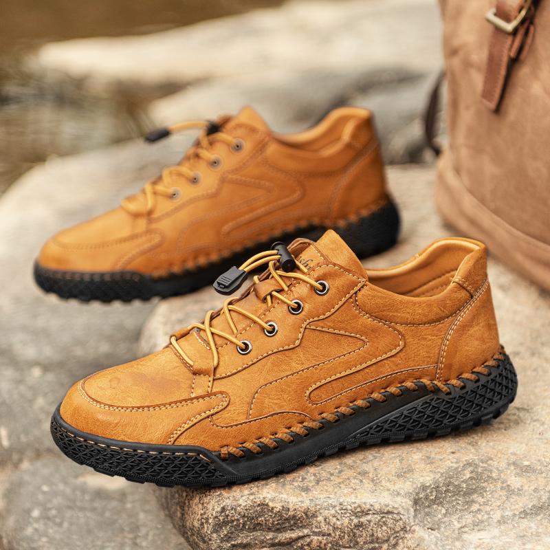 Новая мужская обувь для ходьбы Нескользящая кожаная обувь для трекинга Повседневная мужская обувь на шнуровке Уличные мужские кроссовки Обувь для хайкинга