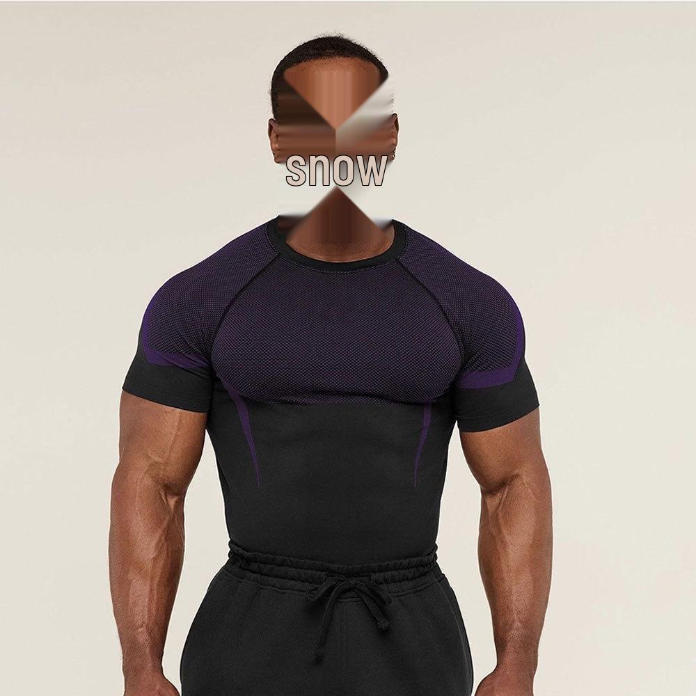 Мужская компрессионная футболка для бега GYMSHARK - Дышащая, плотно прилегающая для фитнеса и повседневной носки