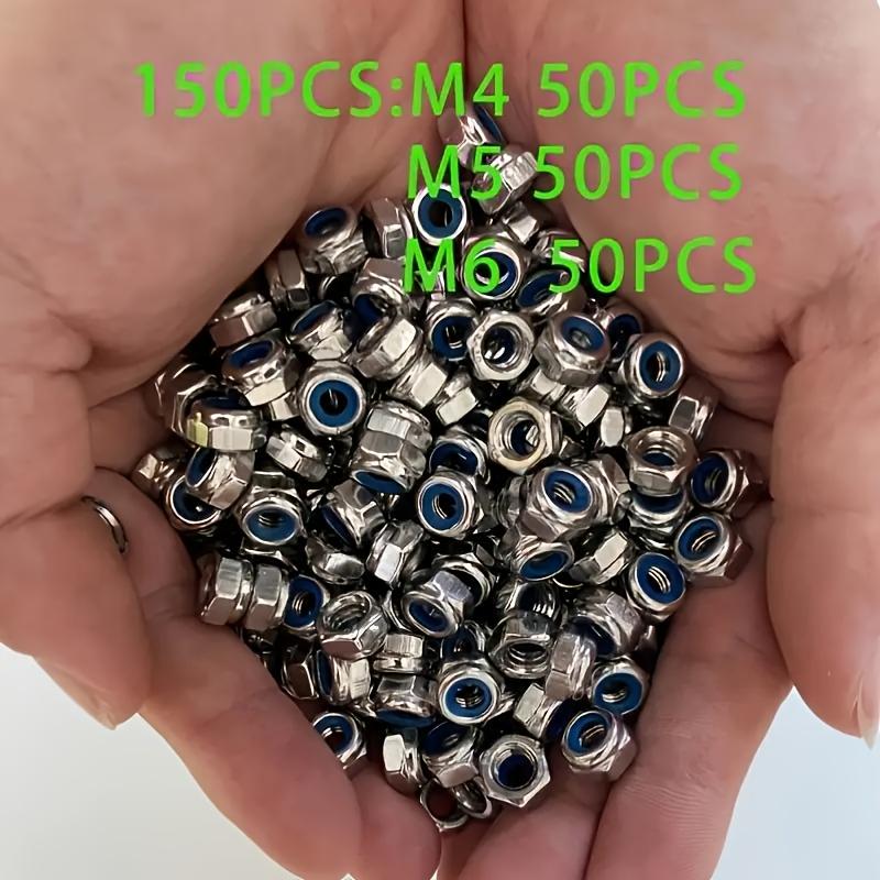 30/150Pcs M4/M5/M6 Nylon Non-slip Self-locking Nuts, Hexagonal Nuts for Construction, Maintenance and Installation