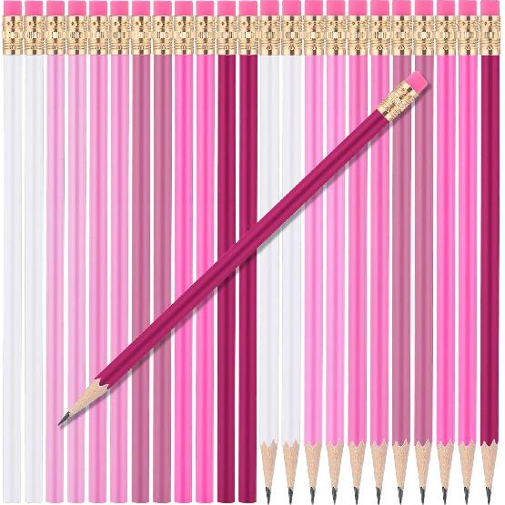 24 шт. Круглые карандаши с ластиком HB Милые карандаши Оптом для школы Графит Дерево Цвет Не заточенный карандаш для рисования Эскизы Свадьба Школа Учитель