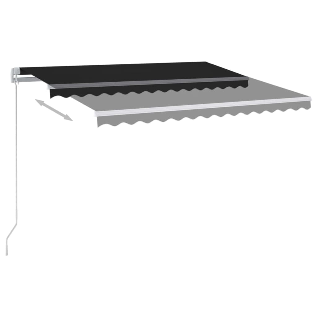Manual Retractable Awning with LED Lights 350 x 250 cm Anthracite