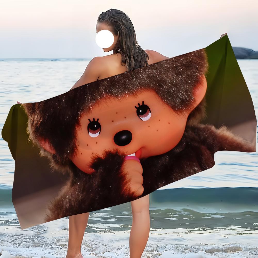 Мультяшный M-Monchhichi-S Полотенце Пляжное Ванное Быстросохнущее Легкое Портативное Сауна Кемпинг Бассейн Путешествие