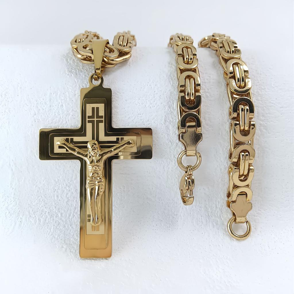 Новое плоское ожерелье из нержавеющей стали с крестом, ювелирные аксессуары