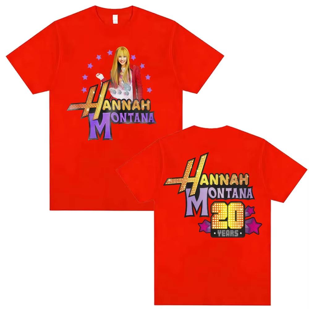 Pop Star Hannah Montana 20Th Anniversary Logo T-shirts Men Women Fashion Trend Aesthetic T Shirt Cotton O-Neck Hip Hop T-shirt