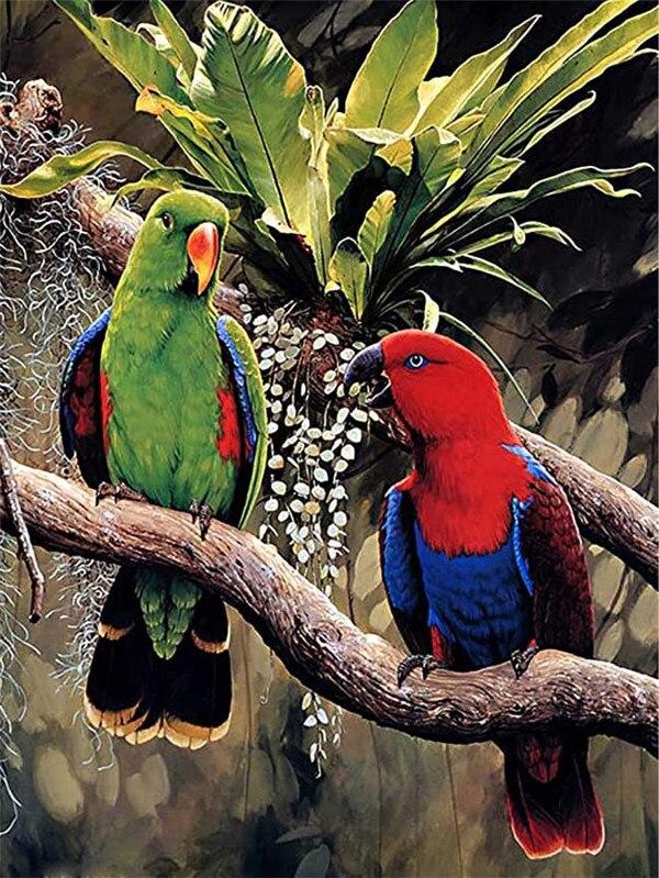 5D Diamond Painting Parrot Diamond Embroidery Full Round Drill Kits Animal Mosaic Diy Home Decor Art