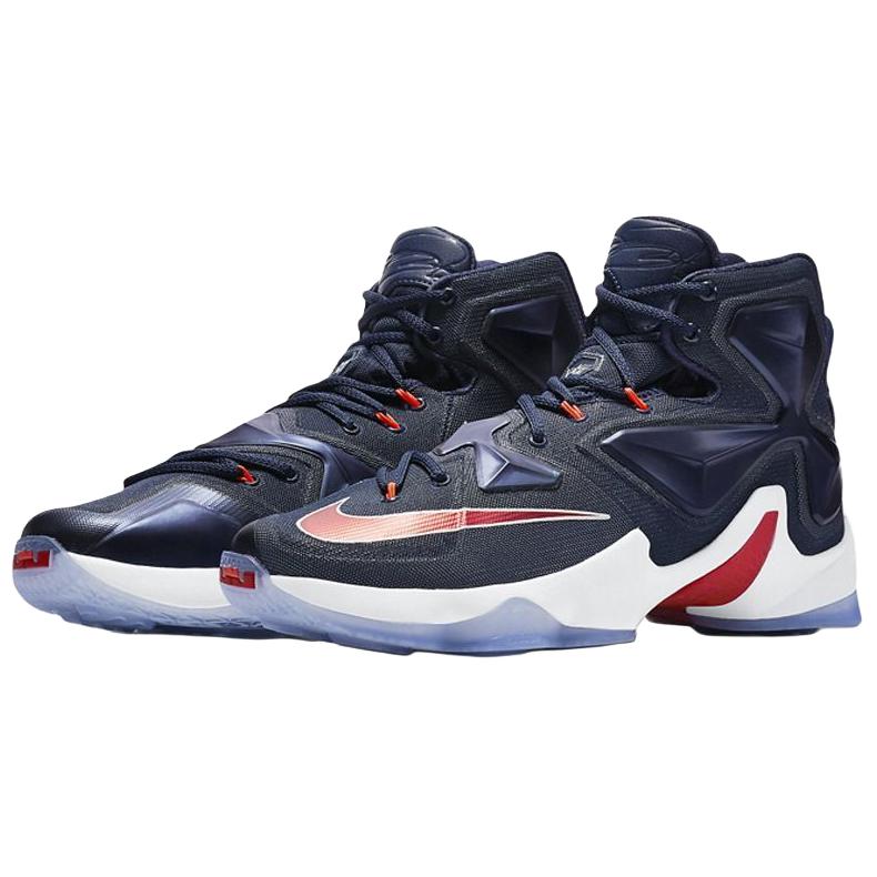 Nike Lebron 13 EP Удобные Мягкие Нескользящие Прочные Высокие Баскетбольные Кроссовки Мужские кроссовки Темно-синие 807220-461