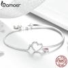 BAMOER Романтический Новый 100% Стерлингового Серебра 925 пробы Сердце Розовый CZ Цепи Браслеты Браслеты