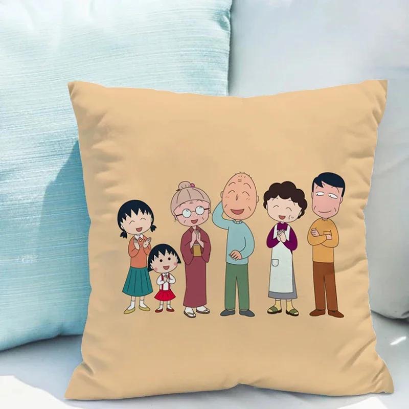 Chibi Maruko-chan Pillowcase Cushion Cover X Ornamental Pillows for Living Room Fall Decor Pillow Hugs Lounge Chairs Covers