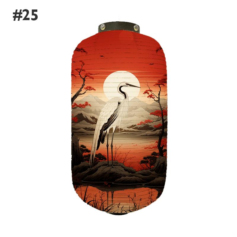 Oriental Style Paper Lantern Japanese Ukiyo-e Traditional Crane Printed Lantern Izakaya Restaurant Cuisine Wedding Party Decor