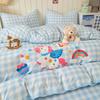Cartoon towel embroidered cotton pure cotton bed four-piece set cute wind children's bedding quilt cover bed sheet dormitory three-piece set