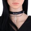 Оригинальное Европейское и Американское Кожаное Ожерелье-Чокер с Крестом и Классическим Подвесом