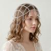 SLBRIDAL Ручная работа Шарм Сетка Хрусталь Жемчуг Капля Шапочка С бисером Сетка для волос Свадебные Аксессуары для волос Женские Девочки Головной убор Украшения