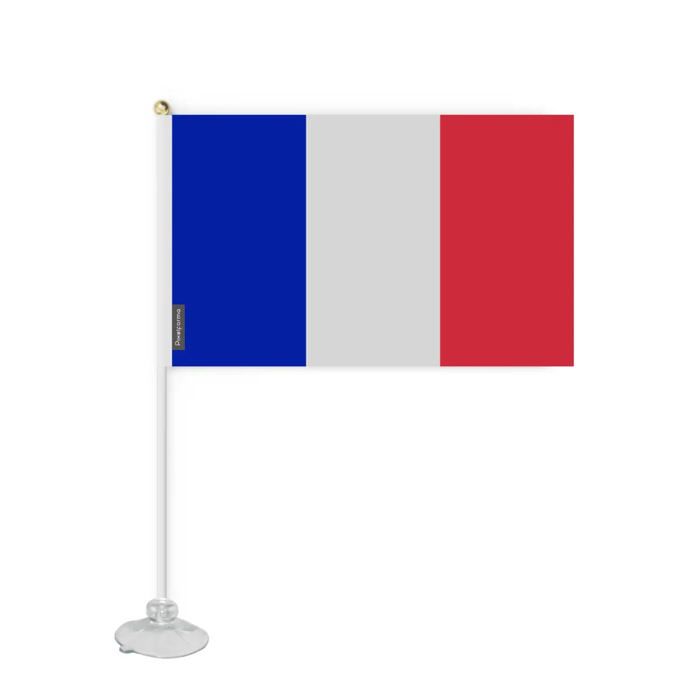 Drapeau - France - Mini Drapeau Ventouse - 14 X 21 Cm - Polyester - Impression Recto/Verso