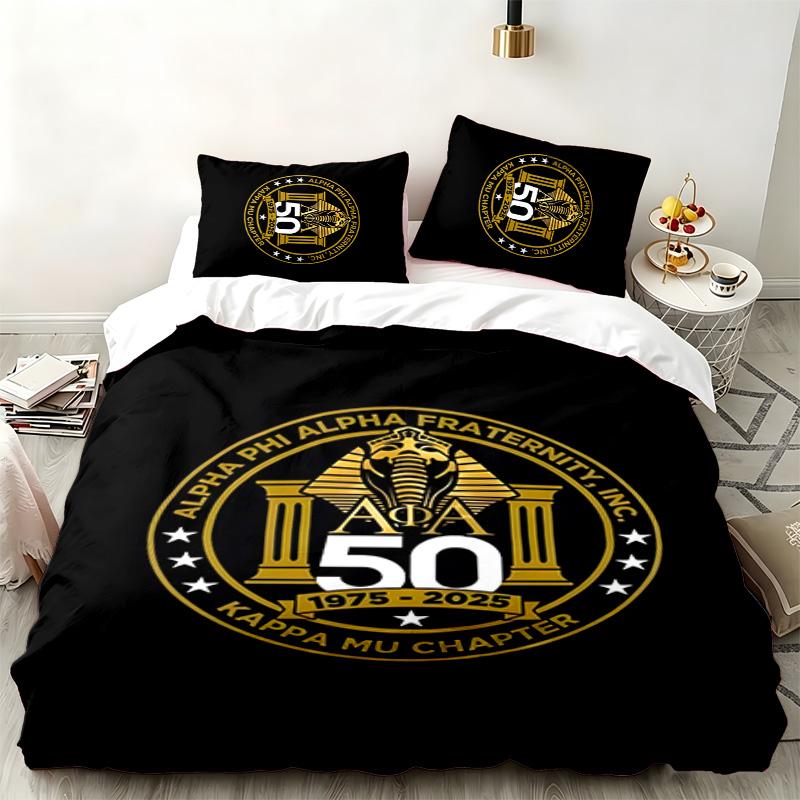 Alpha Phi Alpha 3pc set Perfect for bedroom use Comfortable bedding set includes a duvet cover and two pillowcases Ideal birthday or Christmas gift