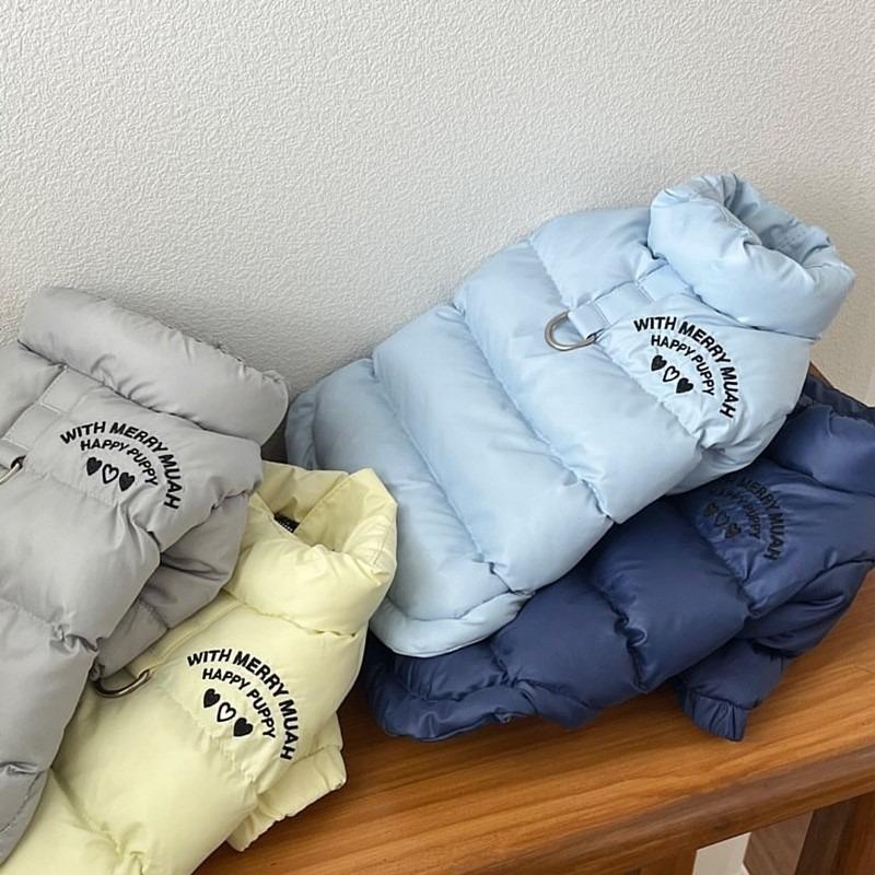 Winter Dog Clothes Pet Thickened Cotton Coat Teddy Letter Print Down Jacket Small Dog Yorkshire Warm Coat XS-XL