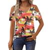 Женская футболка, элегантная повседневная рубашка с принтом, короткий рукав, летний топ свободного кроя
