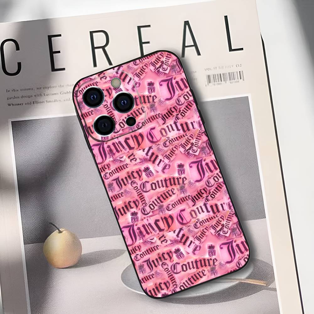 Розовый чехол J-Juicy C-Couture для iPhone 17,16,15,14,13,12,11 Plus,Pro Max,XS,Мягкий черный чехол