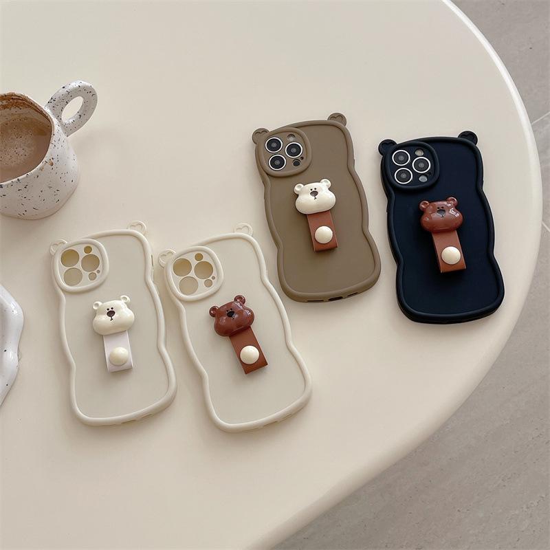 Милый чехол с изображением медвежонка и мультяшных ушей, противоударный силиконовый чехол для Apple 15 Pro Max