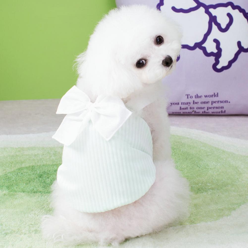 Одежда для домашних животных Красивое летнее платье с бантом для домашних животных Стирающаяся юбка для собак