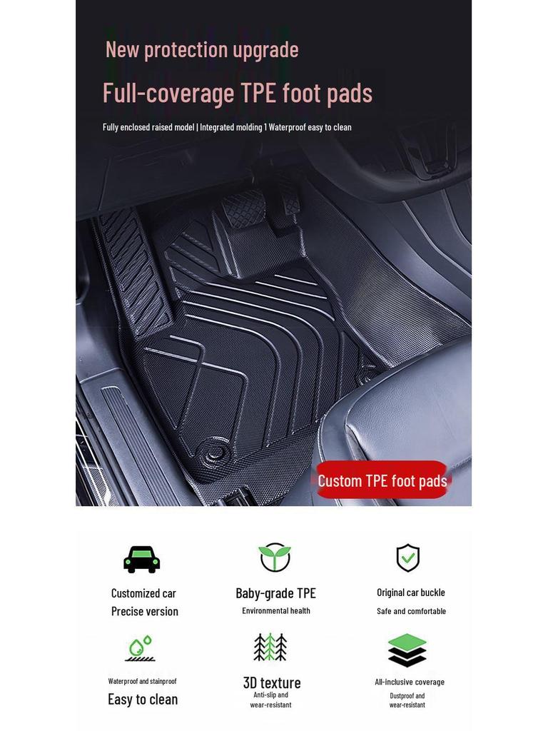 MG4 Floor Mats - Scratch-Resistant, Anti-Slip, Odorless TPE Material, Fits 2025 Model, Eco-Friendly