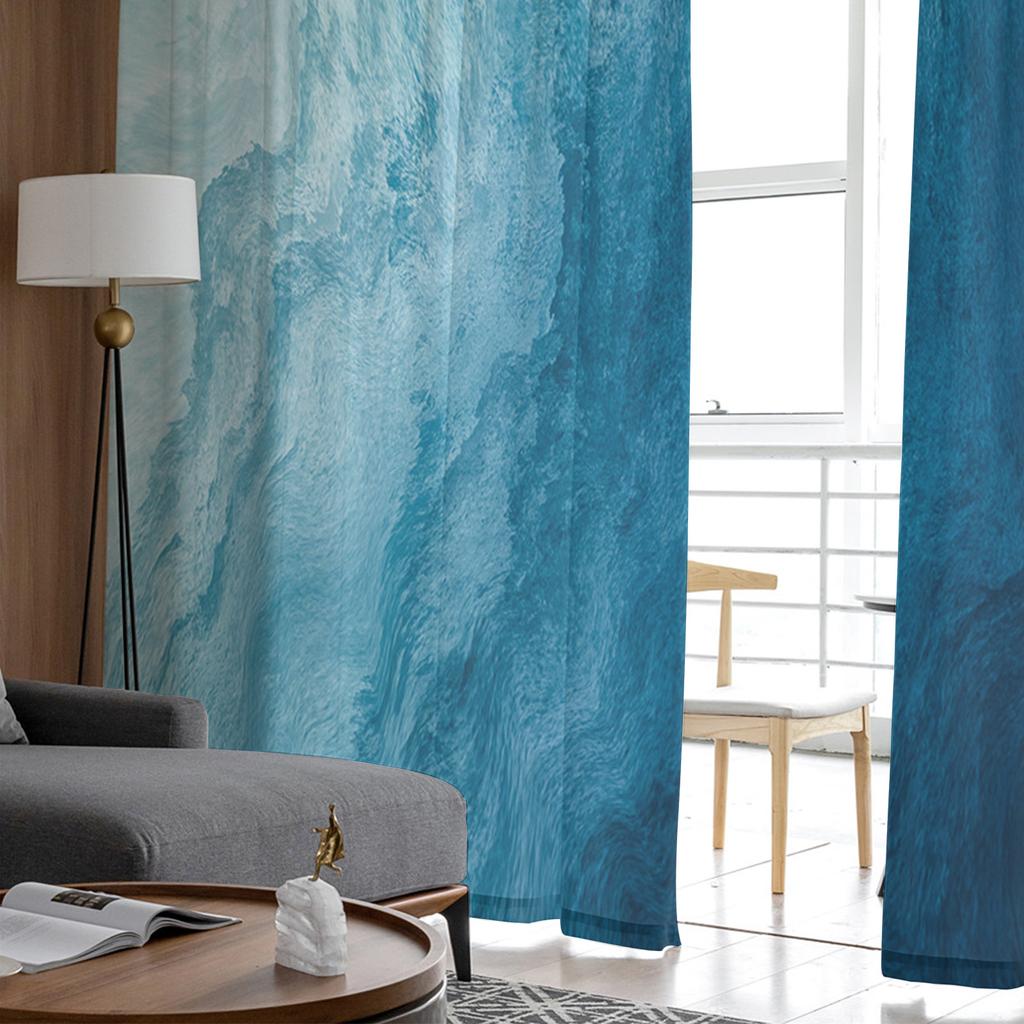 Ocean Beach Gradient Waves Sheer Curtains Modern Gauze Curtain for Living Room Bedroom Voile Yarn Curtains