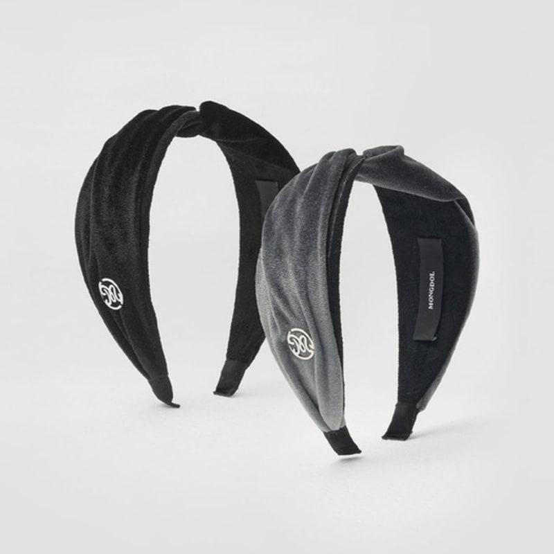 MONGDOL [2 цвета] Бархатная повязка для волос с логотипом-шармом MDAC039