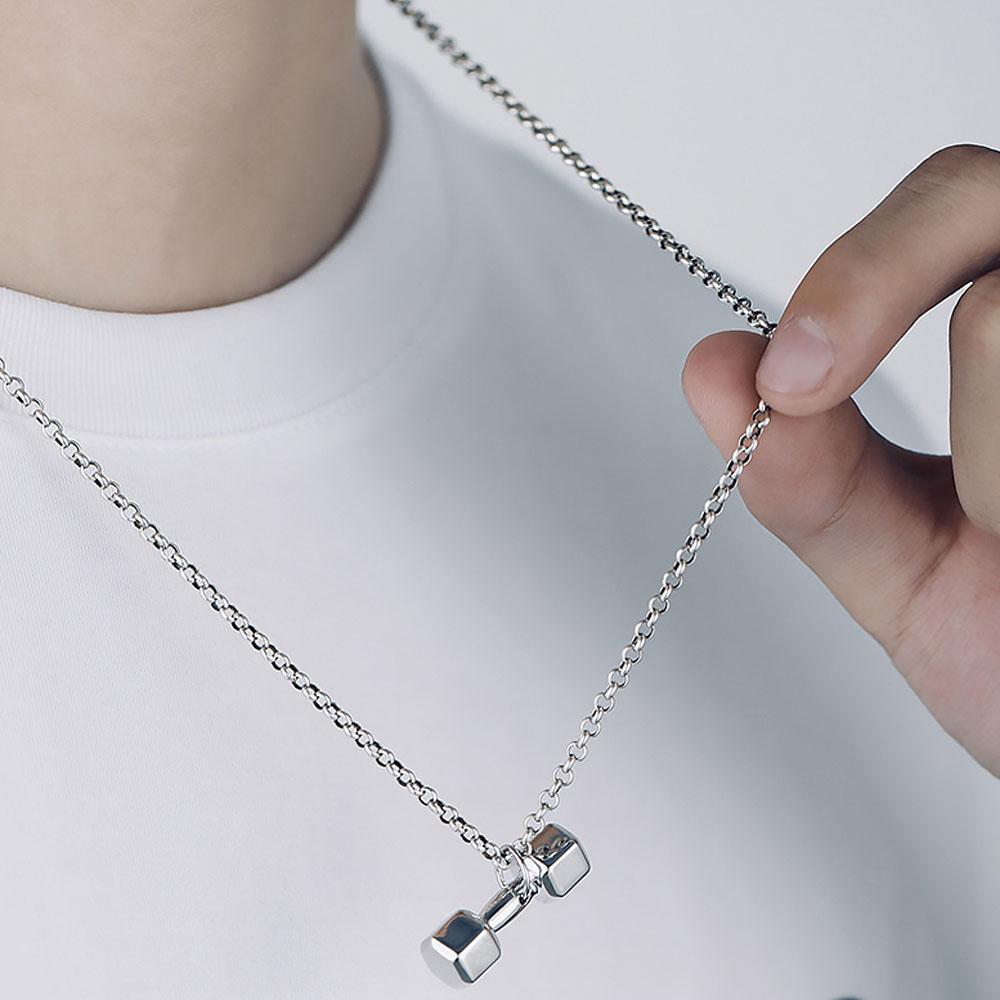 Простой креативный для женщин для мужчин унисекс длинная цепь гантели ожерелье модные украшения цинк цинковый сплав