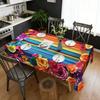 Мексиканская Цветочная Скатерть Прямоугольная Скатерть с Узором в Стиле Народного Искусства с Зубчатым Краем Цветная Цветочная Покрышка для Обеденного Стола Декор для Вечеринки
