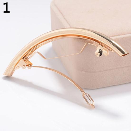 Women's Metal Golden Tone Silver Plated Tube Shape Barrette Hair Clips Hairgrip