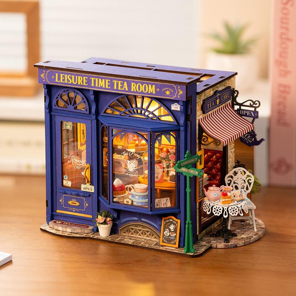 ROBOTIME Rolife 3D Puzzles Leisure Time Tea Room DIY Miniature House DG171