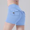 Трансграничные йога-шорты с высокой талией: Ощущение второй кожи, Подтяжка персика, Дизайн с карманом, Фитнес и Бег
