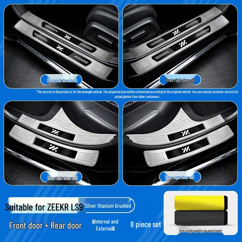 Stainless Steel Door Sill Protector Strip for ZEEKR LS9 - Fits All 26 Models, Car Accessories Welcome Pedal.