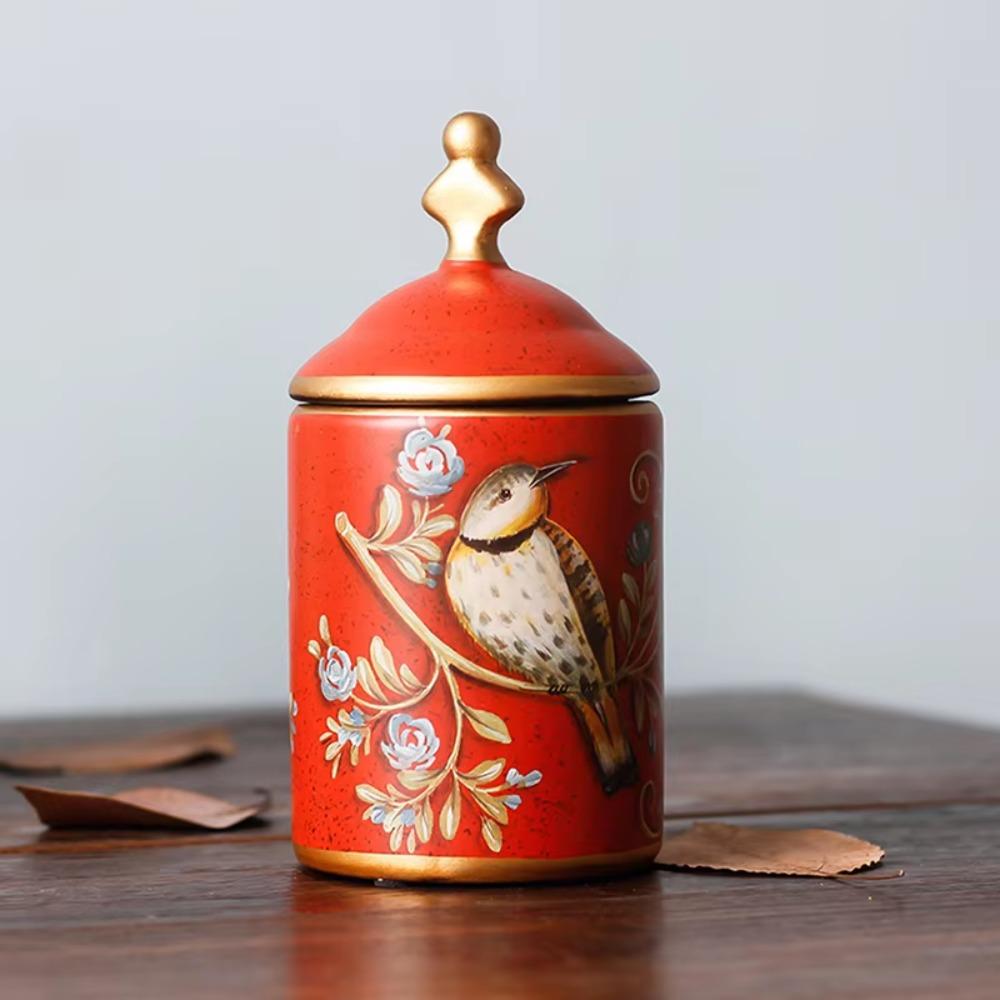 Vintage Tea Can Ceramic Candy Pot Desktop Ornament Kitchen Storage Tank Coffee Bean