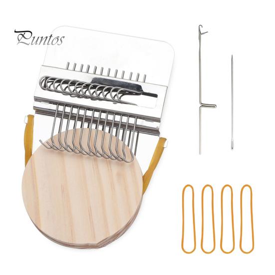 Mini Loom Machine with 10/12/14/21/28/42 Needles Portable Small Manual Darning Loom Wooden DIY Jeans Socks Clothes Mending Weaving Loom Toy