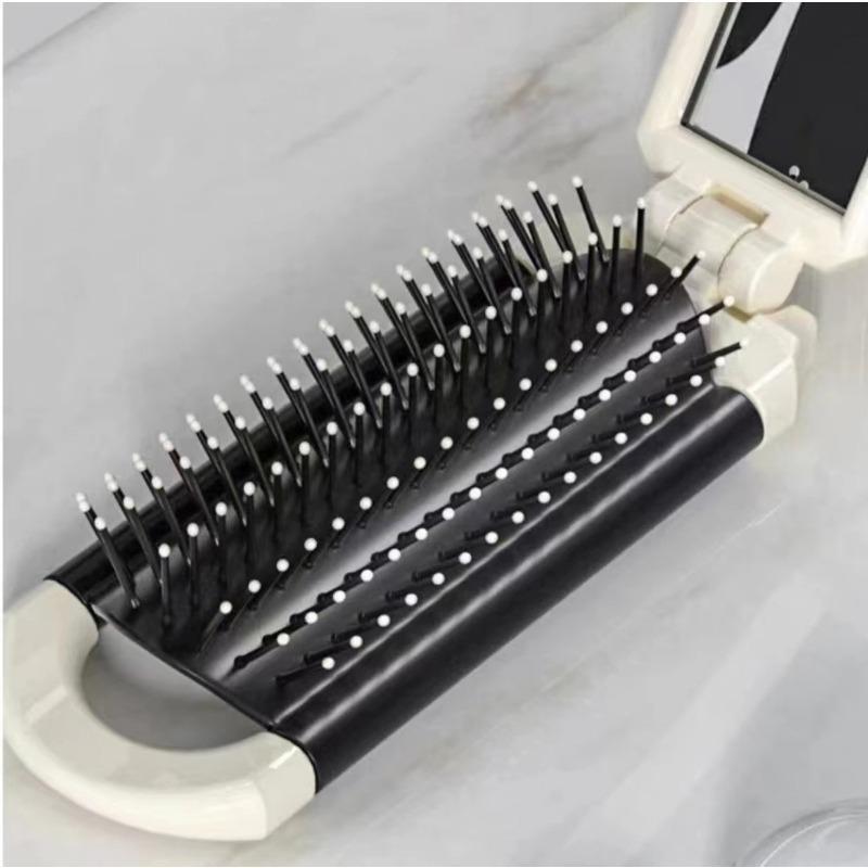 Small Comb Milky White Lamb Portable Mini Folding Airbag Comb for Women's Bangs Special Fold Stacked Mirrors