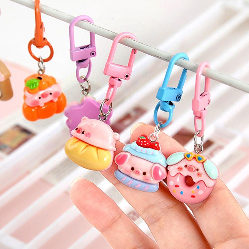 Resin Piggy Doll Keychain Creative Cartoon Doll Pendant Portable Pig Car Key Hanger Gift