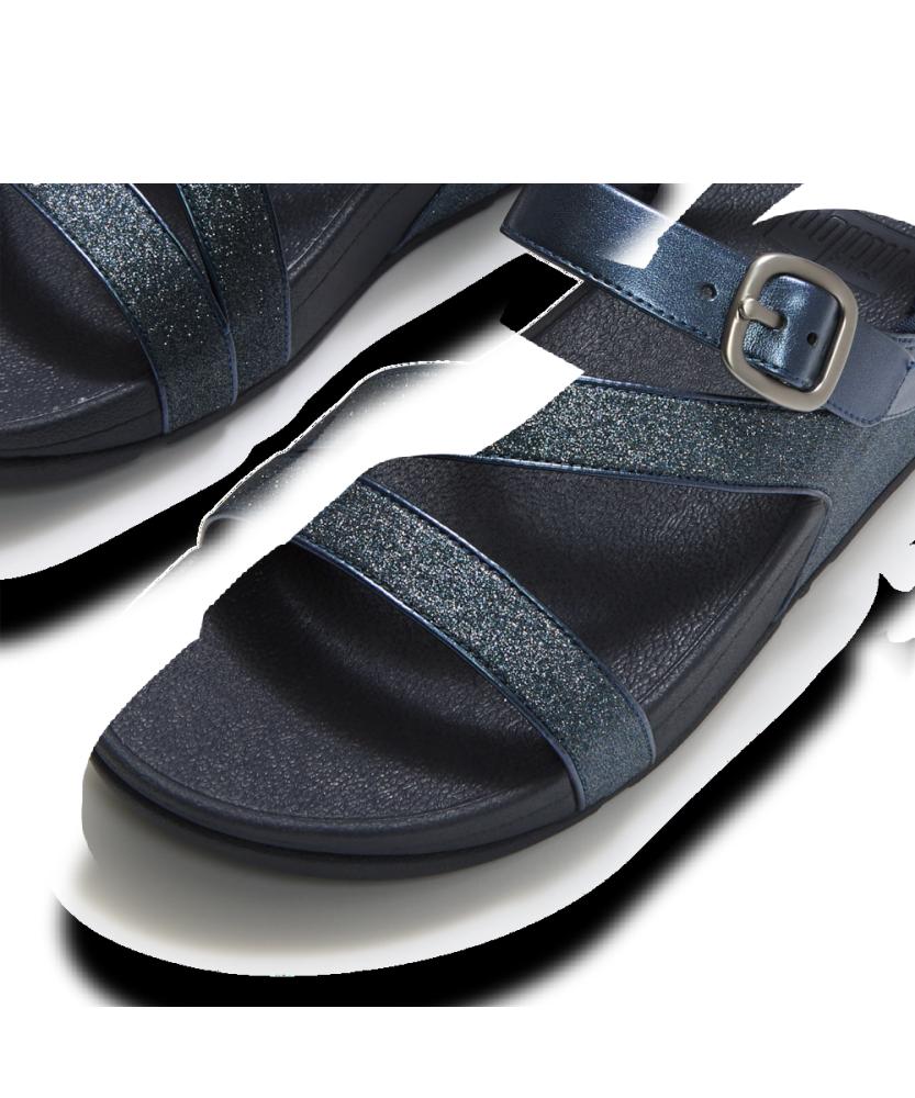 Женские шлепанцы Fitflop Skinny II с ремешком-Z, блестящие, цвет Cosmic Blue (Ft63K2S43R)