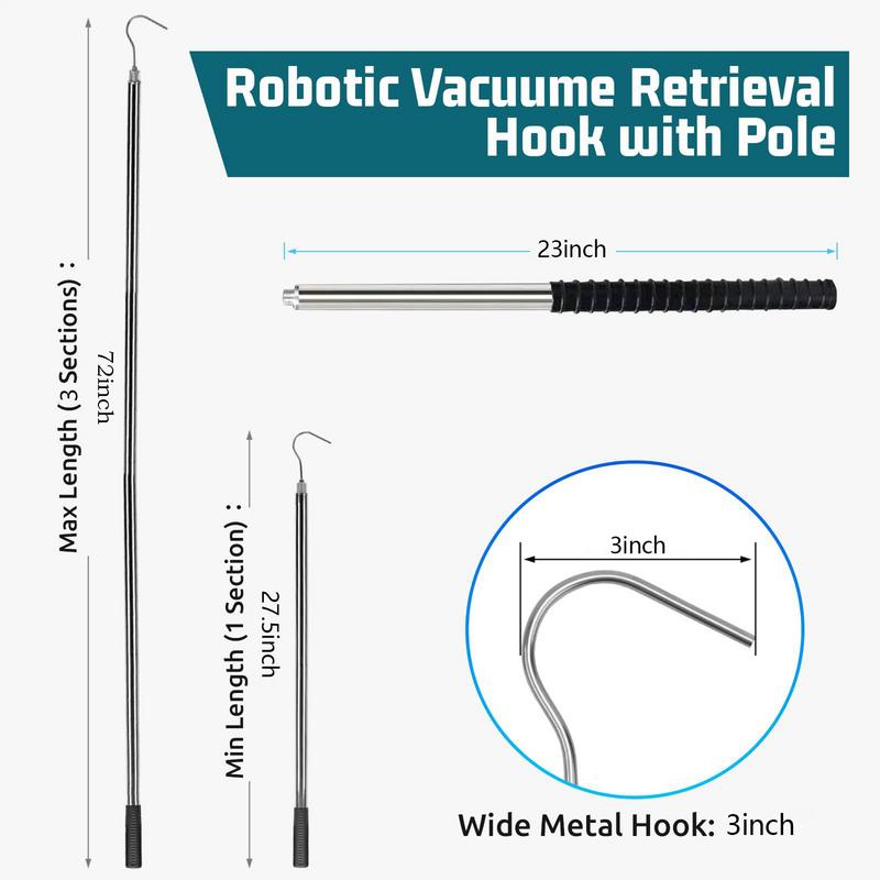 Pool Robot Cleaner Recycling Hook with Adjustable Telescopic Rod Cleaner Accessories for Lifting Skimmer Basket Handle Cover